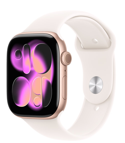 Apple Watch Series 11, GPS 42 mm Rose Gold Aluminium Case Light Blush Sport Band · Б/у — фото моделі