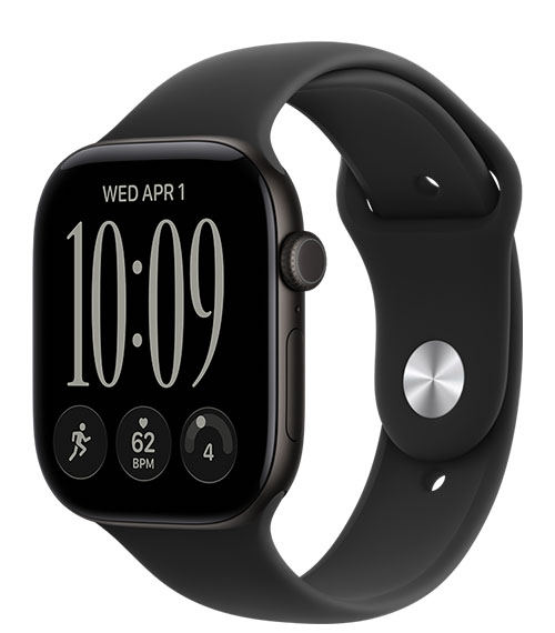 Apple Watch Series 12, GPS 46 mm Black Aluminium Case Black Sport Band M/L — фото моделі