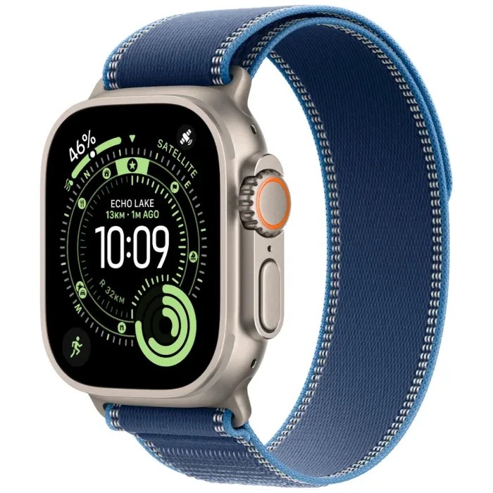 Смарт годиннки Apple Watch S Ultra 3, GPS + LTE 49 mm Natural Titanium Case Blue/Bright Blue Trail Loop M/L — фото моделі